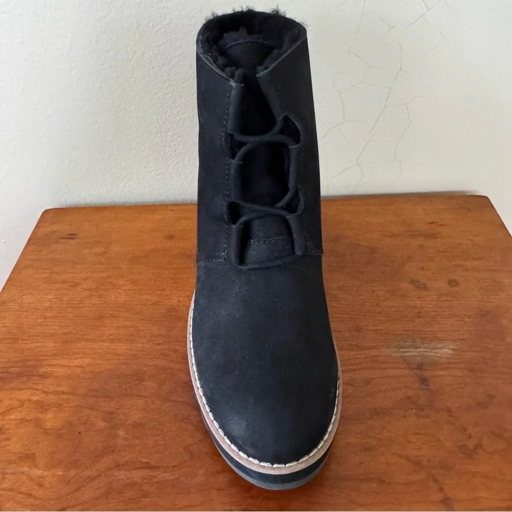 Eileen Fisher Alpine Boots Booties Wedge Black Size 8.5